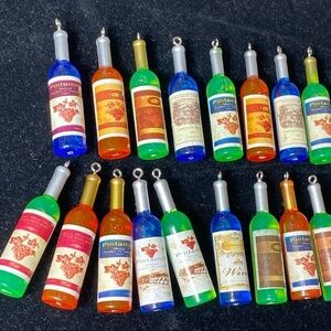 WINE BOTTLE charms. Plastic  bright colors